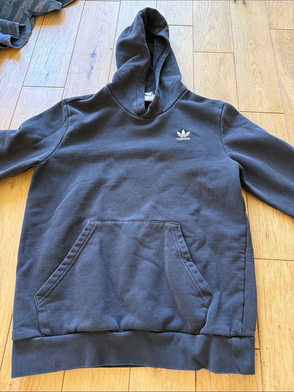 adidas Black Pullover Hoodie with Trefoil Logo